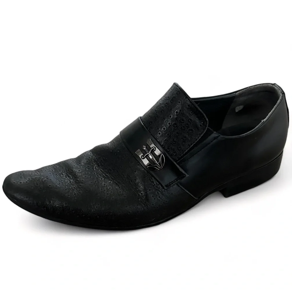 Mochi Men’s Black Leather Dress Slip On Shoes Moccasins size 42 (9)